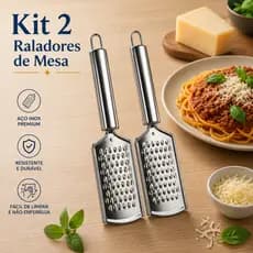 Kit 2 Raladores Inox Manual Cozinha Queijo Legumes Frutas Aço Inoxidável Resistente Ralador de Mesa