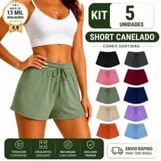 Kit 5 Shorts  Bermuda Confort Dia A Dia malha canelado premium