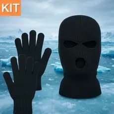 Kit Inverno Tático – Touca Ninja + Luva de Lã Térmica