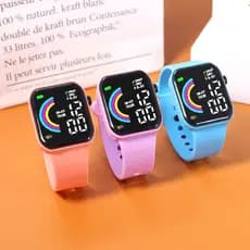 Relógio Eletrônico Estudantil De Moda Digital LED Esportivo Rainbow