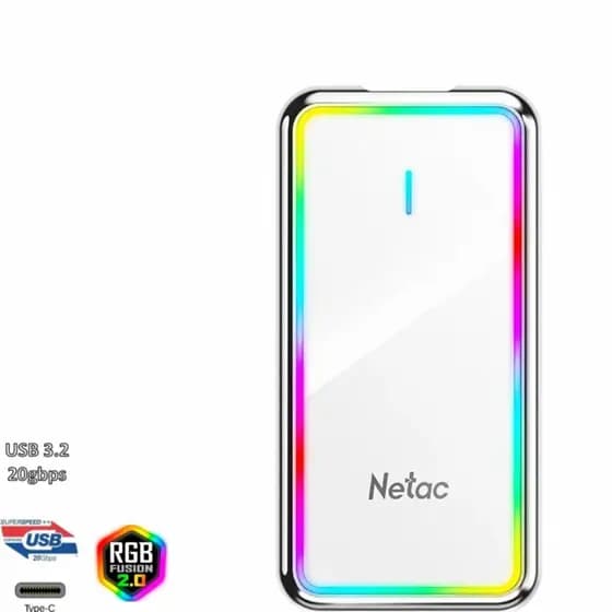 Ssd Externo Portátil Netac Zr Usb3.2 Rgb 500gb
