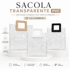 Sacola transparente em pvc C/ 10 Unidades