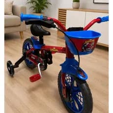 Bicicleta Aro 12 menino Homem Aranha Nathor Spiderman com rodinhas e Cestinha crianças de 3 a 5 ano