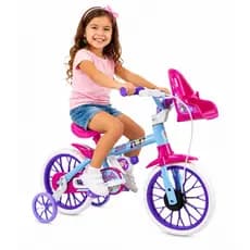 Bicicleta Infantil Barbie Aro 12 com Rodinhas, Cadeirinha para Boneca e Garrafinha | A partir de 3 Anos