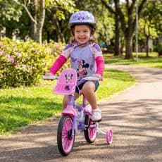 Bicicleta Infantil Minnie Aro 12 com Capacete e Camiseta Proteção UV Ciclismo