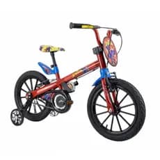 Bicicleta Infantil Aro 16 Spider-Man Nathor com Rodinhas, Freio V-Brake, Garrafinha e Quadro em Aço Carbono