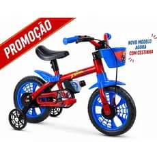 Bicicleta Infantil Aro 12 Homem Aranha Nathor Spider-man Cor Vermelho Azul e Preto