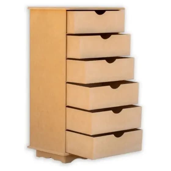Organizador 6 Gavetas Folhas A4 Escritório Gaveteiro Mdf Cru