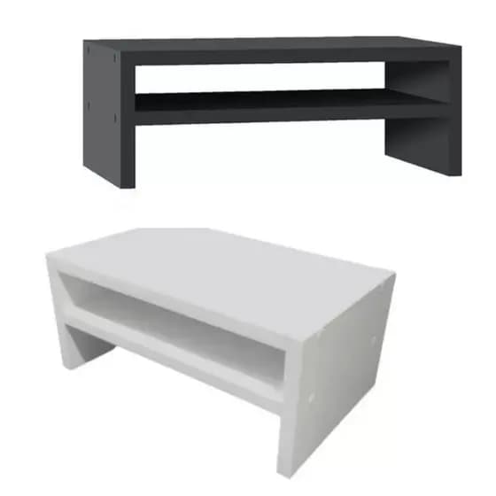 Base Apoio Mdf Suporte Para Monitor Ergonomico  Preto Branco