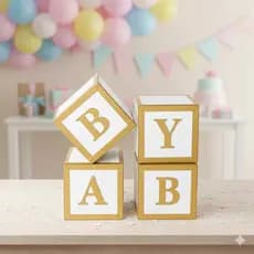 4 Cubos Decorativos Baby 20cm Festa Infantil MDF