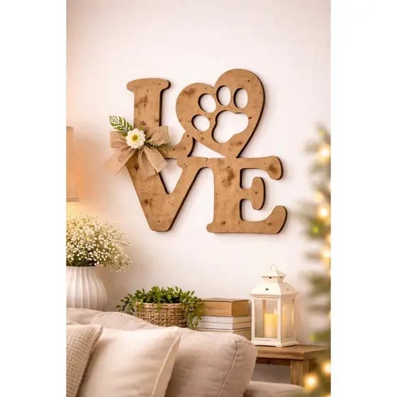 Quadro Decorativo Patinha Pet MDF 20x20cm Parede Pet Lovers
