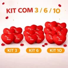 Kit Coração Eu Te Amo 10cm Pelúcia Macia - Presente Romântico Dia dos Namorados (3, 6 ou 10 Unidades)