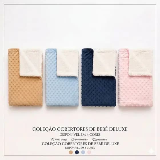 Manta Dupla Face Sherpa Bebê Maternidade 100cm x 70cm
