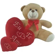Urso de Pelúcia Amor + Corações “Eu Te Amo” Presente Romântico Promoção