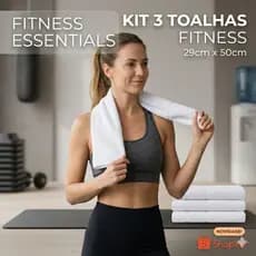 Kit 3 Toalhas Fitness Academia 100% Algodão | Super Absorvente 29x50cm