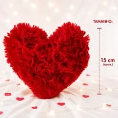Coração Pelúcia Felpuda Vermelha Decorativa Presente Romântico Dia dos Namorados