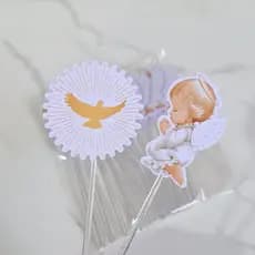 30 Topper para docinhos Decoração Festa Tema Batizado Tags Topo de docinho batismo anjinho