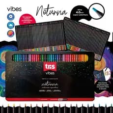 Lápis De Cor Vibes Noturna 72 Cores Estojo Lata Tris Múltiplas Cores