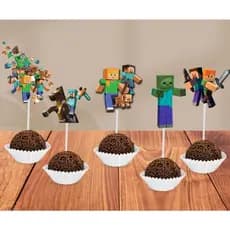 30 Toppers Tags Docinhos Doces  Brigadeiro Minecraft