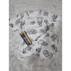 Conjunto Pijama de Colorir Menina Infantil Personagem Pijama de Pintar Personalizado