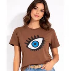Camiseta Feminina Olho Grego Estiloso e Delicadeza 100% Algodão