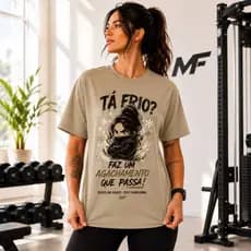 Camiseta Feminina Fitness Treino Ta Frio? Estampa Descontraída Algodão Premium