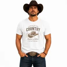Camiseta Country Masculina Cowboy Rodeio 100% Algodão Premium Estampada