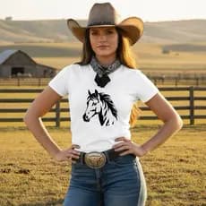 Camiseta Feminina Boiadeira Country AGRO 100% Caipira – 100% Algodão