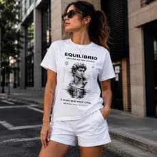 Camiseta Feminina Frase Equilíbrio Casual Dia a Dia Estilosa - Envio Imediato