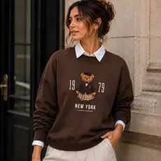 Moletom Feminino Teddy Gola Careca Premium Estampado Casual Inverno