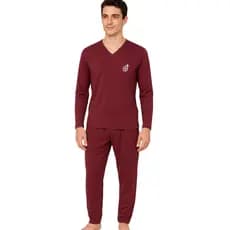Pijama Longo de Frio Inverno Liso Masculino Manga Comprida e Calça Longa Revenda Pijama Masculino