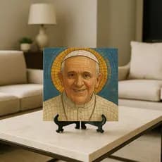 Quadro Azulejo Papa Francisco - Decoração Mosaico Católico