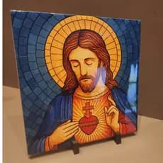 Quadro Azulejo Religioso 15x15  Decoração Católica, Santos, Mosaico, Presente Religioso COM SUPORTE