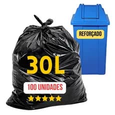 Saco Lixo 30 Litros Com 100 Unidades Reforçado 59x62cm Antivazamento