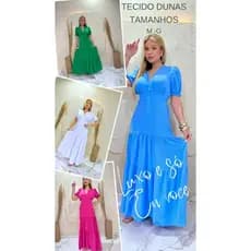 vestido longo feminino con manga. vestido longo. vestido longo de duna.