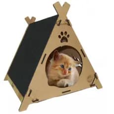 Cabana Casinha Cama Toca para Gatos com Arranhador lateral - Gatificação