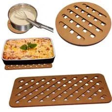 Kit com 4 Descansos de panela + 2 Suporte de travessas para Apoio De Mesa, Cozinha, Design, MDF