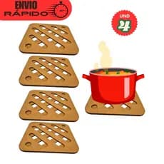 Kit 4 Descansos de Panela Quadrado para Apoio De Mesa, Cozinha, Design moderno