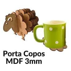 Porta Copo Ovelha MDF 3mm Suporte Apoio para Copos Taças Canecas Xícaras Garrafas Decorativo