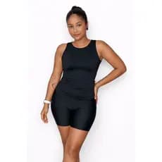 Conjunto Fitness Feminino Academia Regata + Short Cintura Alta Sem Transparência Roupa de Treino Moda Fitness