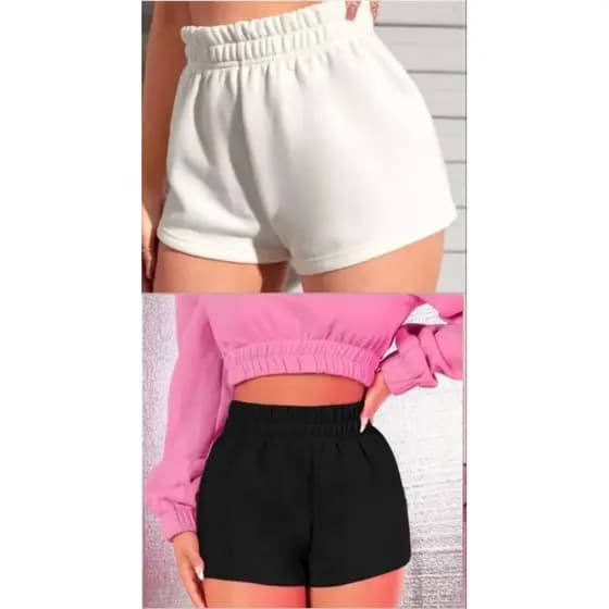 short kit 2 peças moletom feminino charmosa