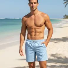 Kit 2 Bermudas Linho Masculina Mauricinho Moda Praia Viagem Verao Leve Confortavel Basico Curto