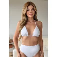 BIQUINI CORTININHA CINTURA ALTA HOT PANT BOJO REMOVIVEL FEMININO TENDÊNCIA