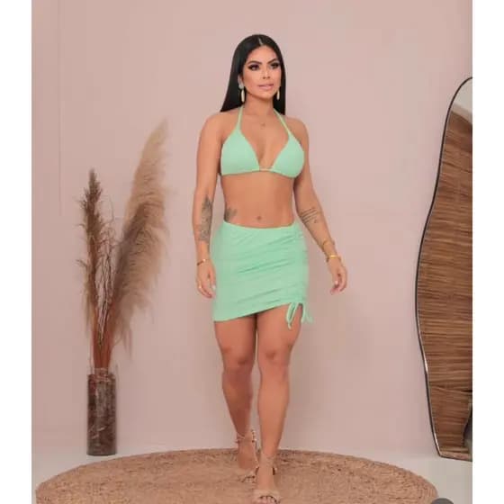 KIT 3 PEÇAS BIQUINI CANELADO LUXO TENDÊNCIA FEMININO