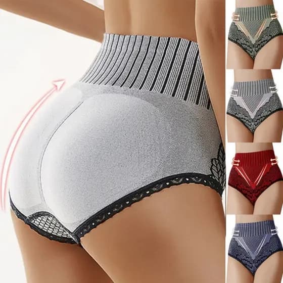 Calcinha feminina de cintura alta sem costura para modelador de corpo