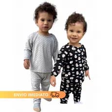 Pijama Bebê Infantil Longo Inverno Frio Pijama Suede Manga Comprida Quentinho