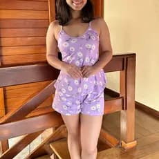 Pijama Feminino Verão Suede Alcinha Evasê Estampado Conjunto Baby Doll Short Doll