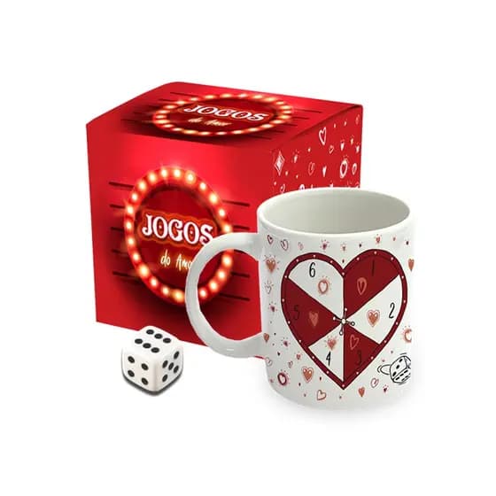 Caneca Cerâmica com Dado Jogos do Amor 300ml