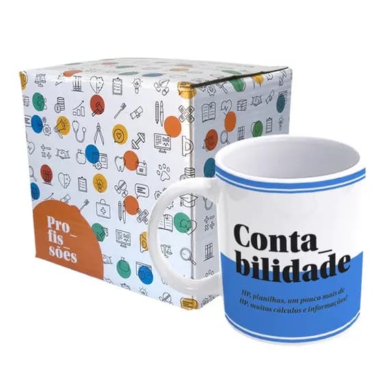 Caneca Cerâmica Profissões Contabilidade 300ml