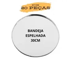 Bandeja Espelhada Redonda 30x30CM Grande Para Decoração Kit Com 20 Peças